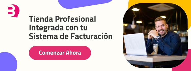 Emprendedor feliz usando su tienda profesional con sistema de facturación incluido