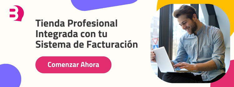 Emprendedor satisfecho usando una plataforma ecommerce con sistema de facturación integrado