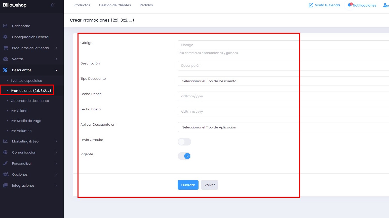 Promociones 2x1 y 3x2